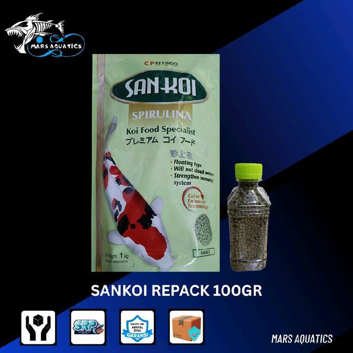 Pelet Ikan Koi Sankoi Spirulina Colour Enhancer Repack 100gr Size Small Pakan Koi Sankoi Spirulina K
