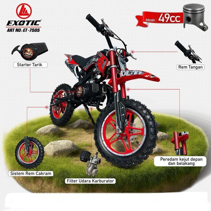 Motor Trail Anak Exotic ET 7505 Motor Trill moto Cross bensin Berkualitas - ET 7505 MERAH