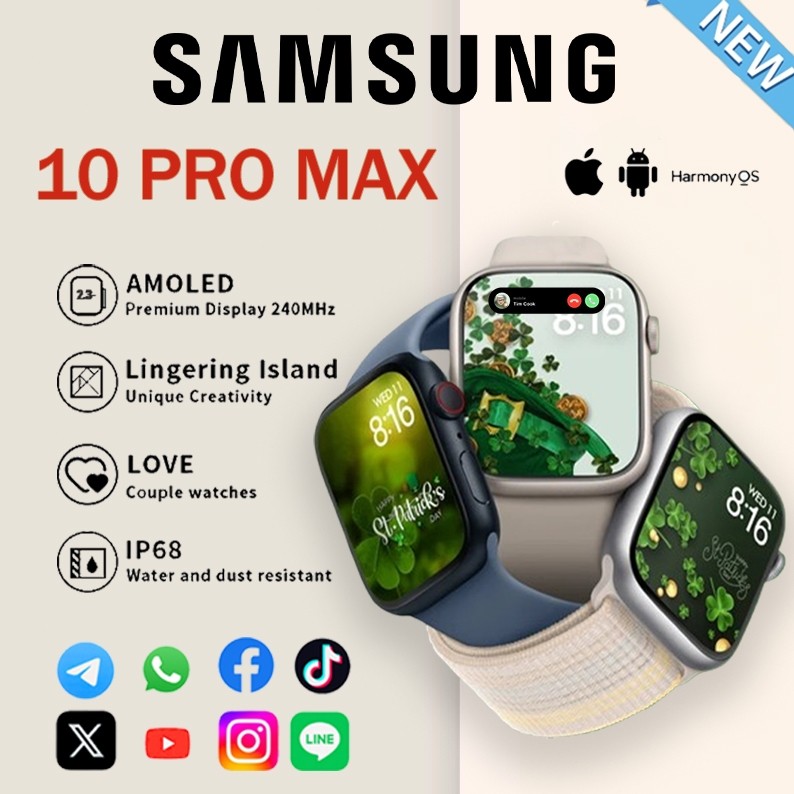 [BARU]SAMSUNG SmartWatch 10 PRO MAX Waterproof Bluetooth Call Jam Smartwatch Wanita Pria Monitor Det
