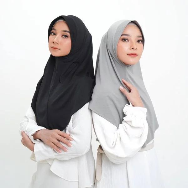 Jilbab / Bergo Jersey Hamidah polos instan - Hitam