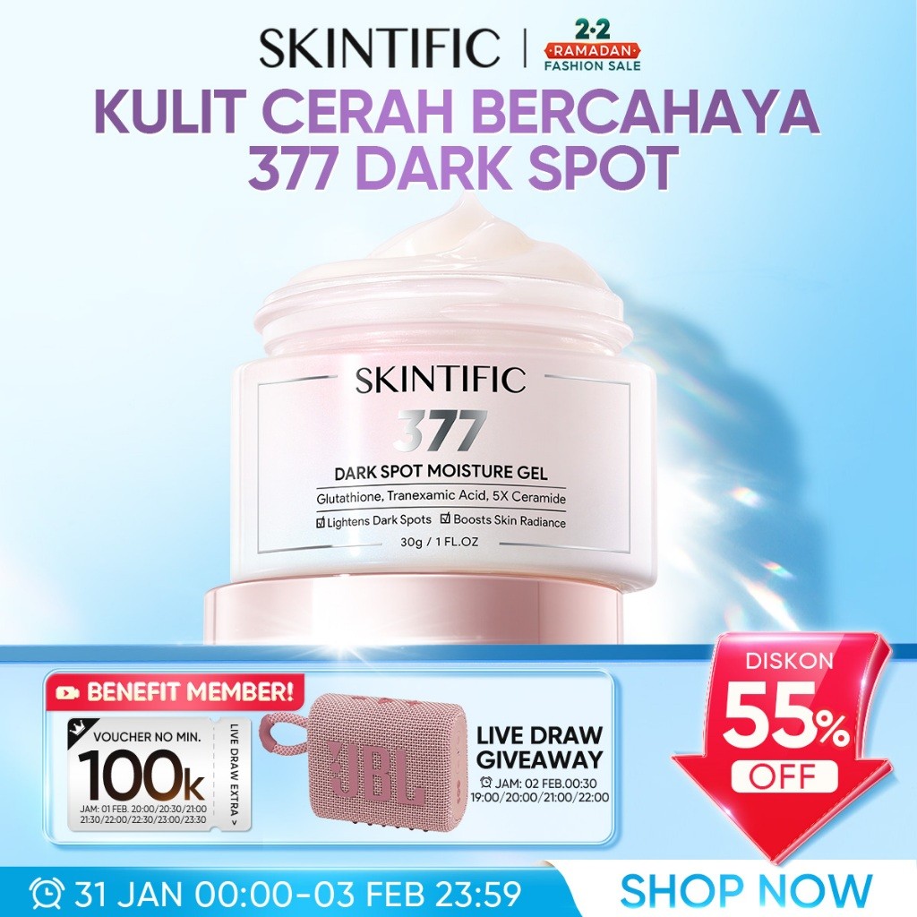 SKINTIFIC - 377 Dark Spot Moisturizer Gel 30g - Krim Wajah Untuk Semua Jenis Kulit/Kulit Kusam/Berje