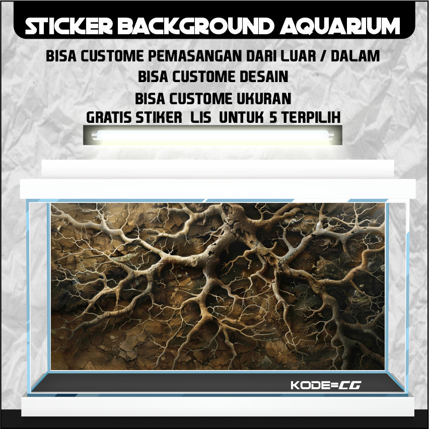 stiker setiker sticker wallpaper background aquarium belakang 3d tema gambar akar  3d CG