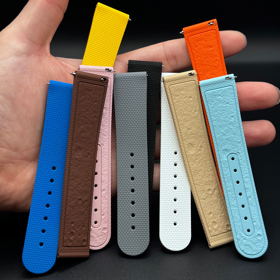 Tali Jam Tangan Olahraga Pria Wanita Warna Hitam Abu-abu Model Quick Release, Tali Jam Karet FKM Put