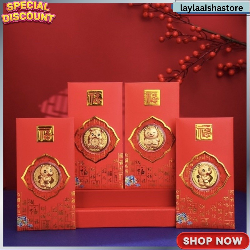 TERLARIS MK208 Angpao Koin Emas 24K Shio Macan Kado Imlek Souvenir Sincia LLS