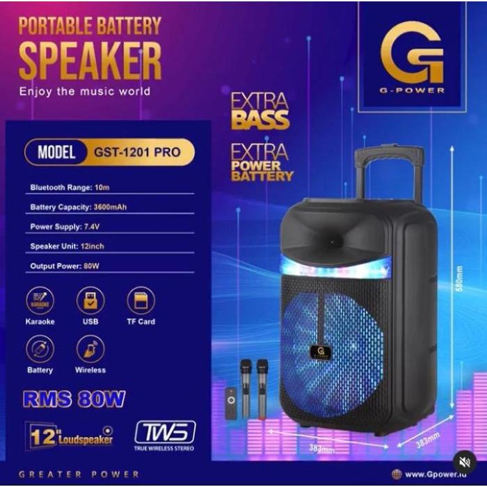 G-Power GST1201PRO Speaker Aktif Bluetooth Portable 12 inch GST-1201 PRO