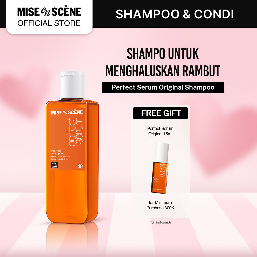 mise en scene Perfect Serum Original Shampoo 200ml - Shampoo Rambut Rusak Melembutkan Tanpa Kusut An
