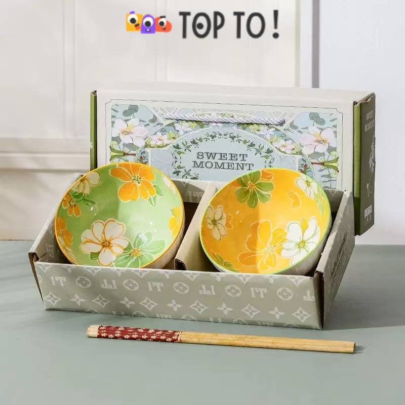 Hamprs Mangkok Set Keramik Premium Peralatan Makan Porselen / Hadiah Pernikahan Mangkok Set Keramik 