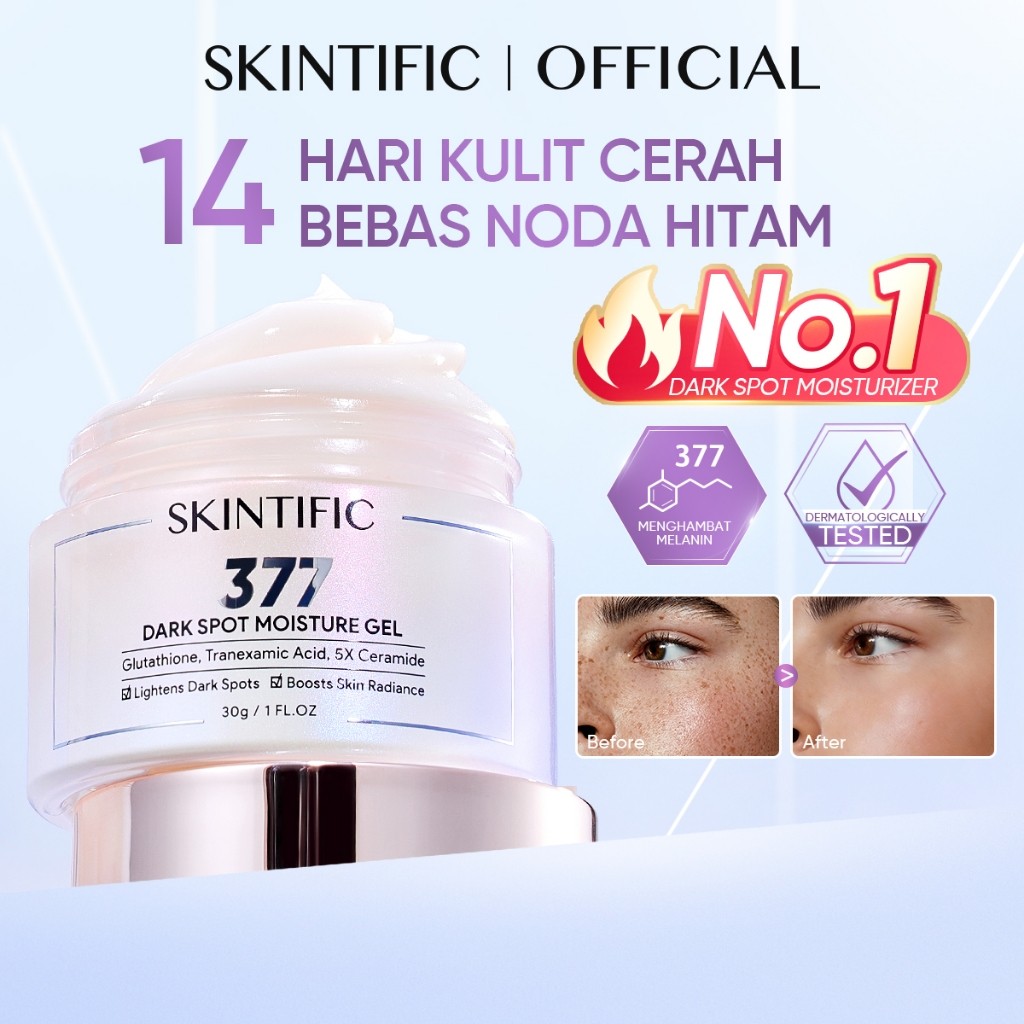 SKINTIFIC - 377 Dark Spot Moisturizer Gel 30g - Krim Wajah Untuk Semua Jenis Kulit/Kulit Kusam/Berje