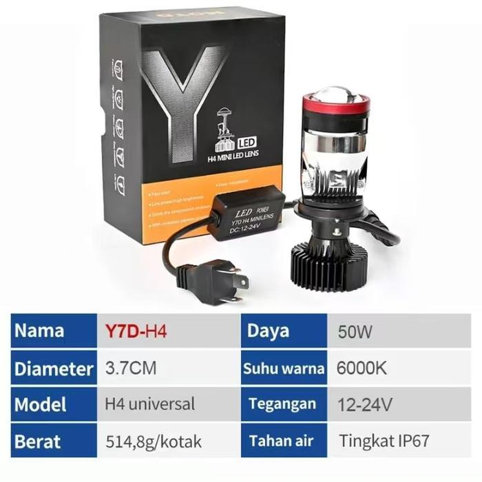 Mini Projie Y7D Lampu Led Mobil Dan Motor H4 /Biled/ Mini PJECTOR PROJIE Y7D SUPER BRIGHT 50 Watt - 