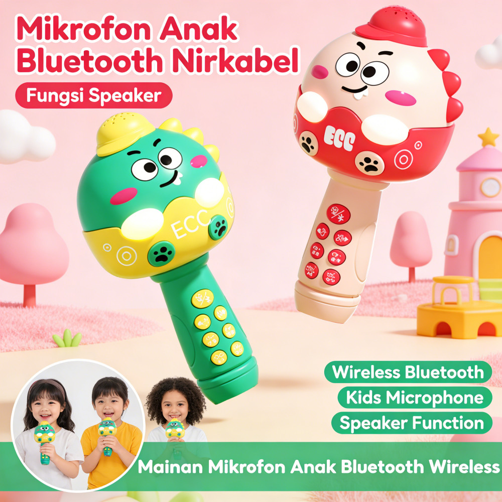 Mikrofon Anak Fitur Bayi Speaker Nyanyi Anak Mikrofon Bluetooth Wireless Mikrofon