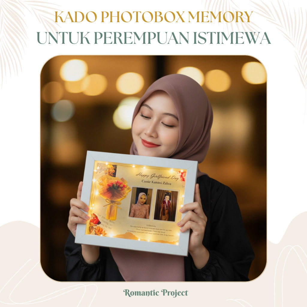 Frame Photo Box Kolase Foto Kado Pacar LED Aesthetic