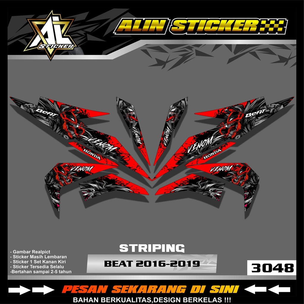 3048 Striping Variasi Beat Fi Esp Street 2016-2019 Desain Venom