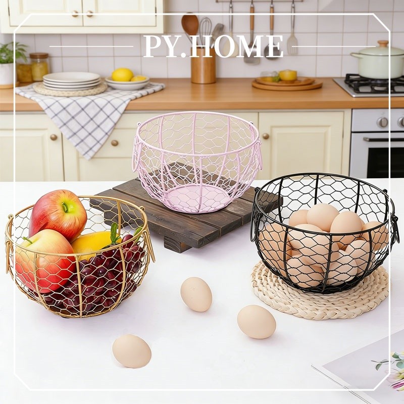 Keranjang Telur Besi Keranjang Besi Penyimpanan Meja Teh Dapur Keranjang Buah