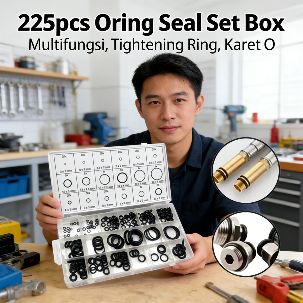 Box 225pcs O-Ring Seal Karet Multifungsi O Ring Seal Tightening Oring Set Rubber Seal