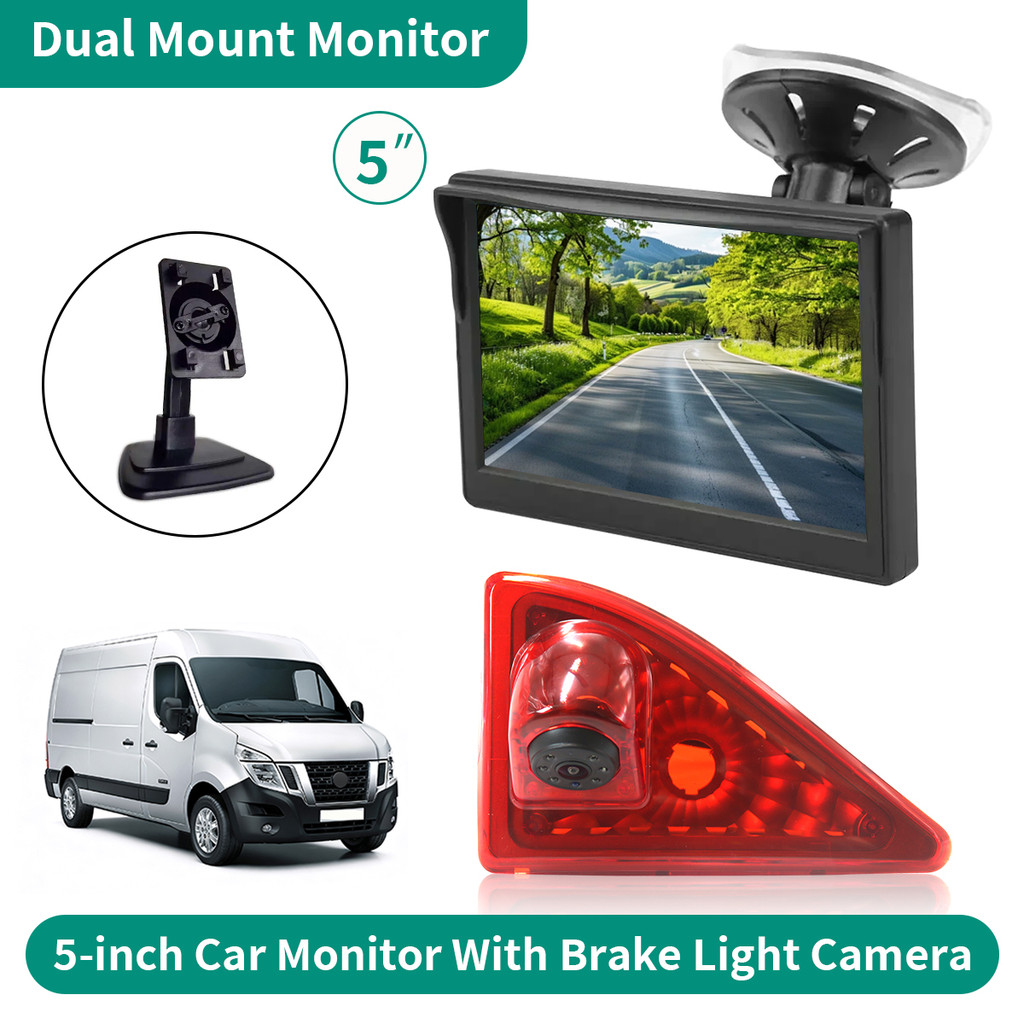 Monitor LCD TFT 5-inci dengan Braket Ganda untuk Mobil, Dilengkapi Kamera Mundur dan Lampu Rem, untu