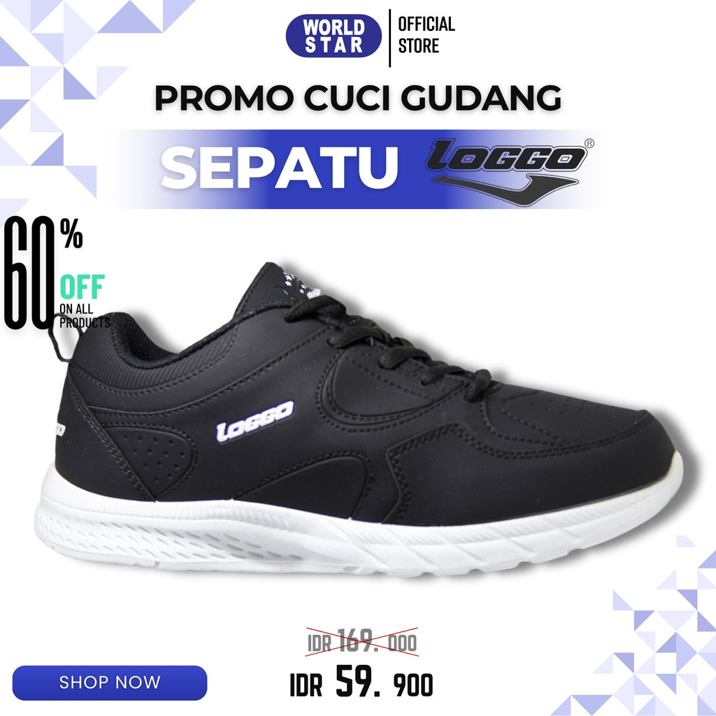 CUCI GUDANG SEPATU LOGGO EVERYBODY (2) SERIES 100% ORIGINAL || SNEAKERS HITAM PUTIH UKURAN 38 - 43