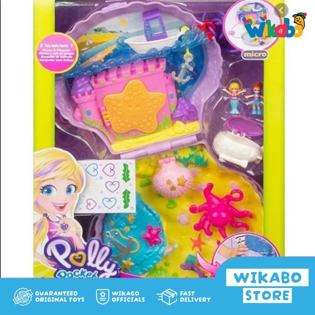 Polly Pocket Tiny Power Seashell Purse Compact with Wearable Strap