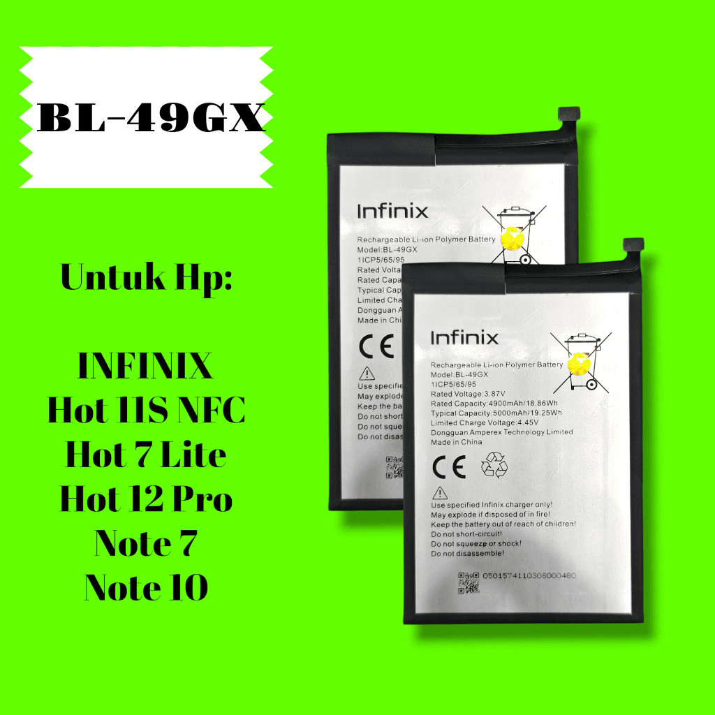 { SmileShopAcc } Batterai Infinix HOT 11S NFC, HOT 7 LITE, HOT 12 Pro, Infinix Note 7, Infinix Note 