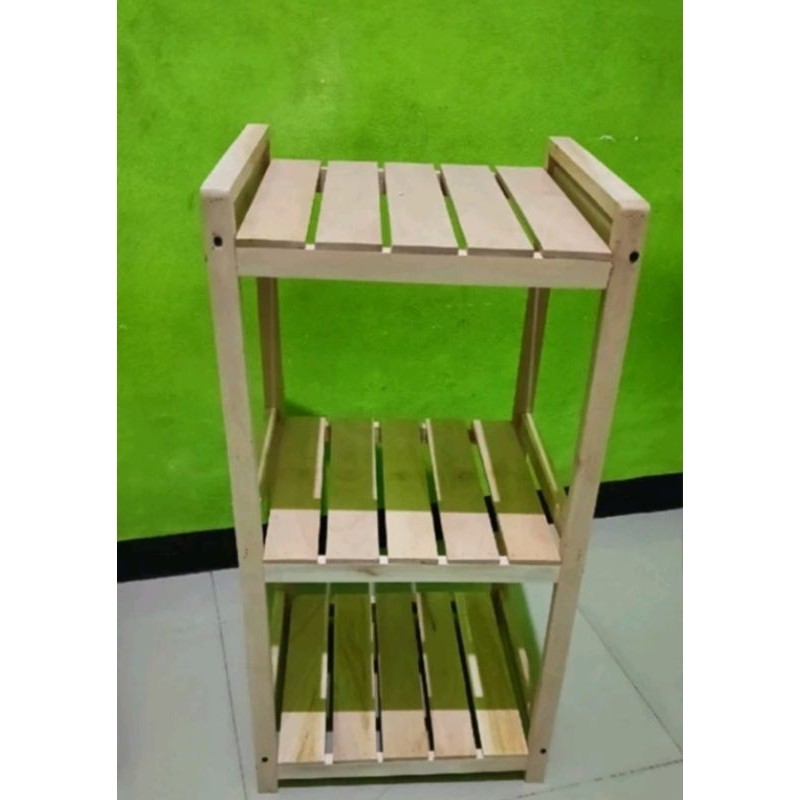 rak dispenser 3 susun/rak 3 susun mejikom/rak 3 susun serbaguna, rak kayu serbaguna