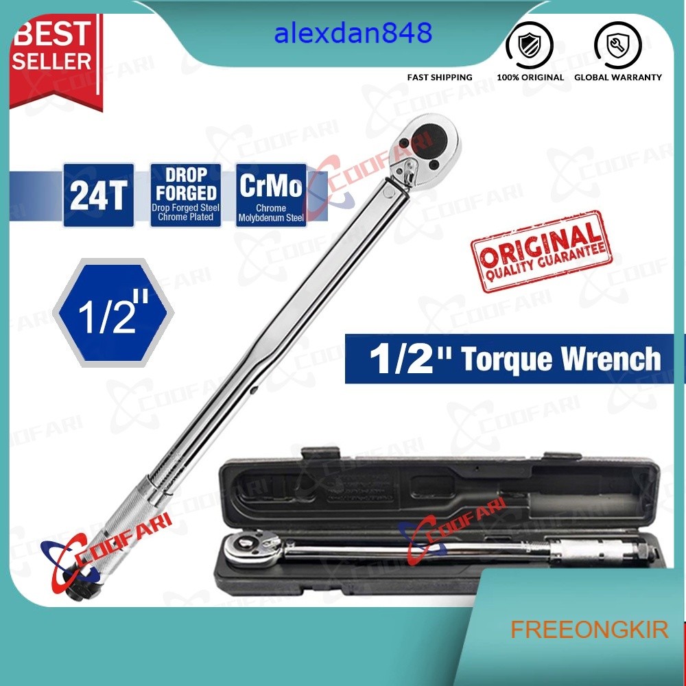 Kunci Momen Torsi / Torque Wrench Two-way Spanner Tools Bengkel Mobil Roda Mobil 1/2"