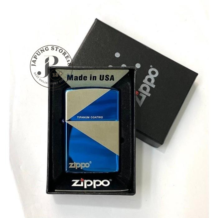 Korek api zippo clasic blue ice titanium coatwo