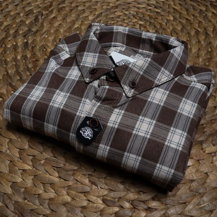 KEMEJA FLANEL PRIA LENGAN PANJANG PREMIUM G32 Kotak Distro Casual Katun Baju Cowok Motif Hitam Surfi