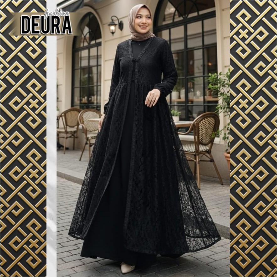 DEURA FASHION - Gamis Deura SD-541 / Gamis Wanita Lebaran / Gamis Pesta Hitam / Gamis Remaja Origina