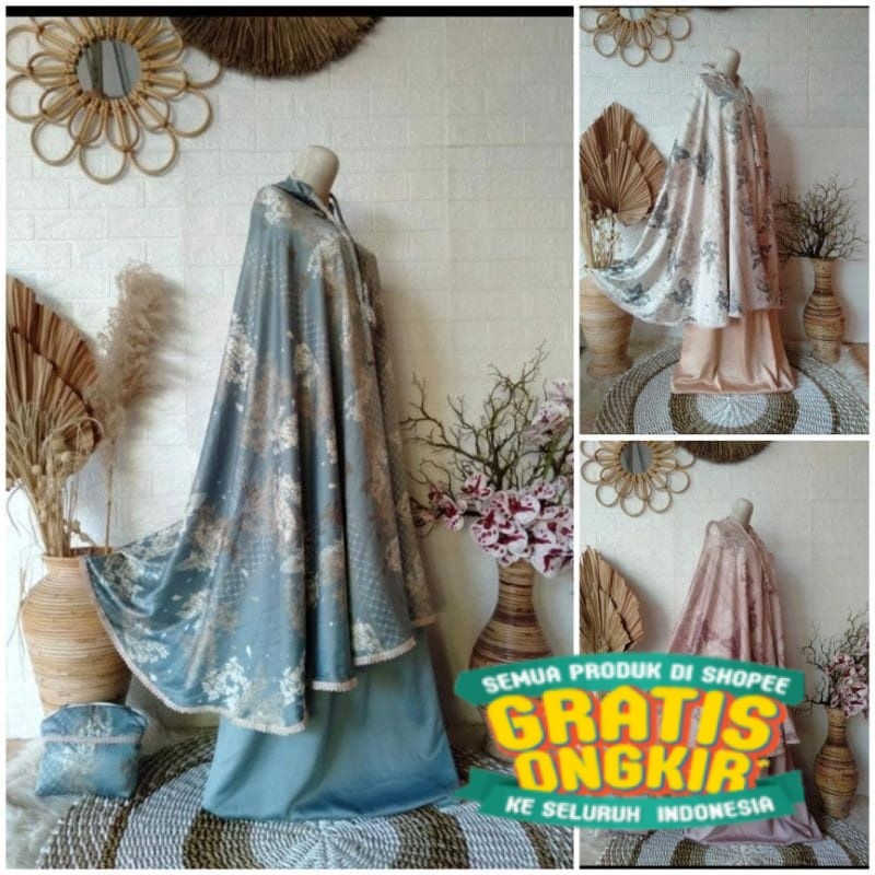 Mukena Jumbo Silk Satin armani 2 in 1 / Mukena Katun Micro/ moment