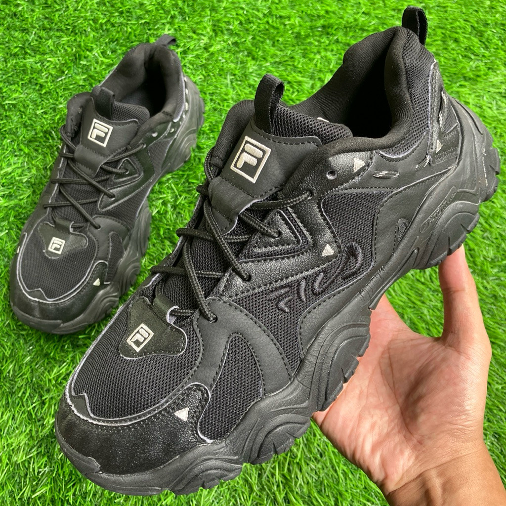 FILA Fluid Full Black Mesh sneakers shoes ukuran 43