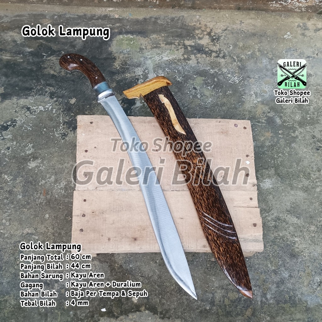 Golok Lampung Panjang Kayu Aren Duralium