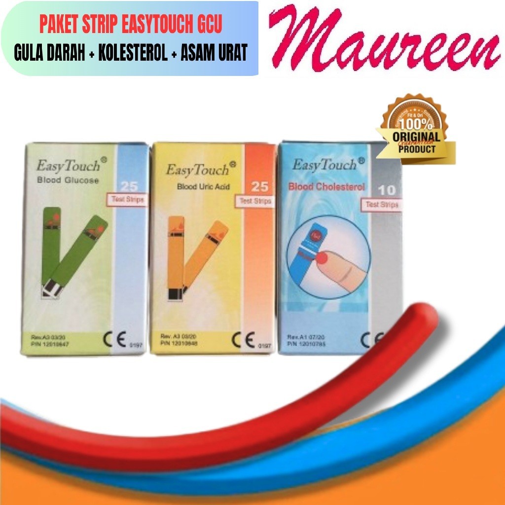 PAKET STRIP EASY TOUCH GULA DARAH BLOOD GLUCOSE 25 ASAM URAT 25 KOLESTEROL10 GCU