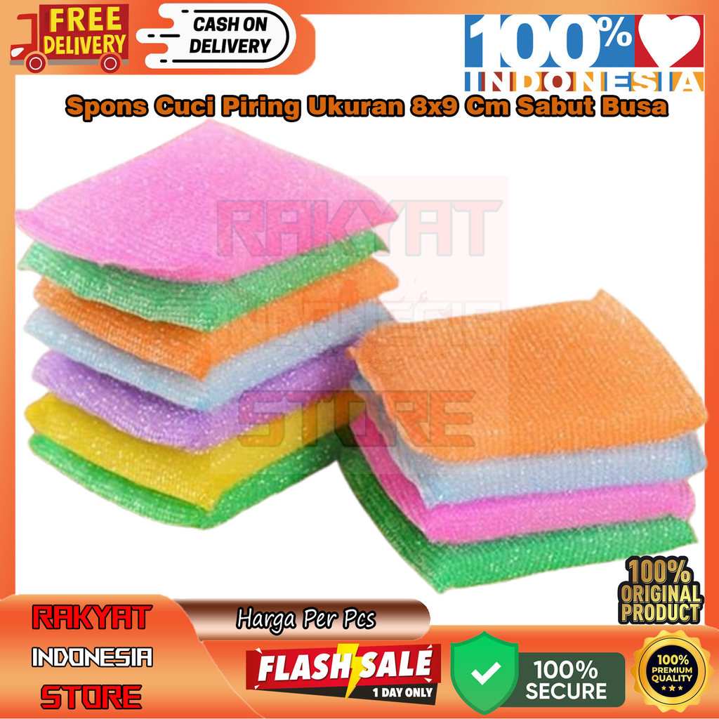 Spons Cuci Piring 8x9 Cm Sabut Busa Dapur Logam Alat Makan Panci Wajan Gelas Kompor Sendok Garpu Nam