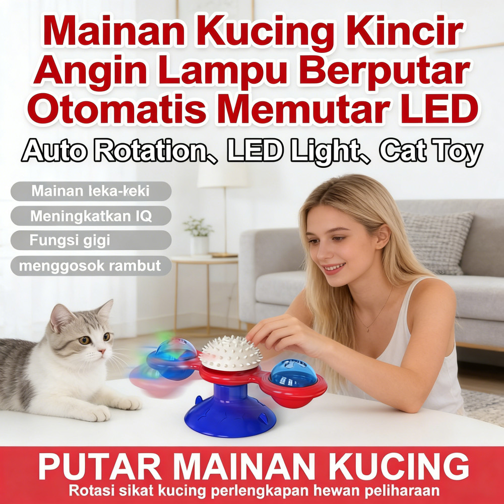 Putar Kucing Angin Otomatis Berputar Lampu Kincir Mainan