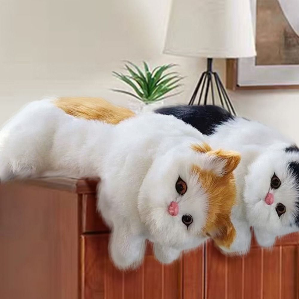 Fluffy Lifelike Simulation Furry Hanging Cat Furry Hanging Decoration Realistic Cat Stuffed Soft Ani