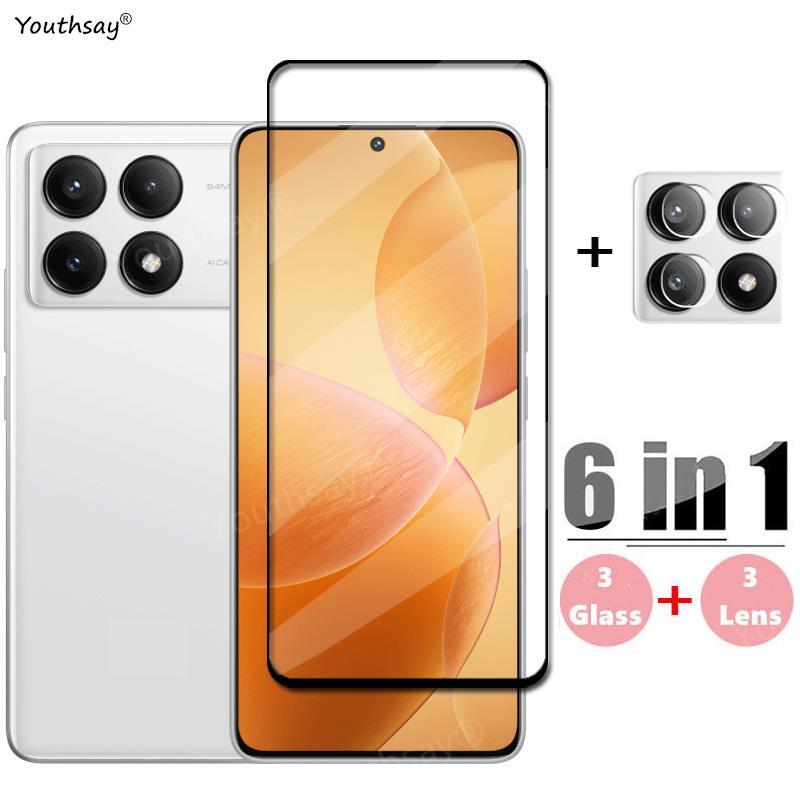 6in1 Cover Glass For Poco X6 Pro Tempered Glass Poco X6 Pro Screen Protector HD Protective Phone Len