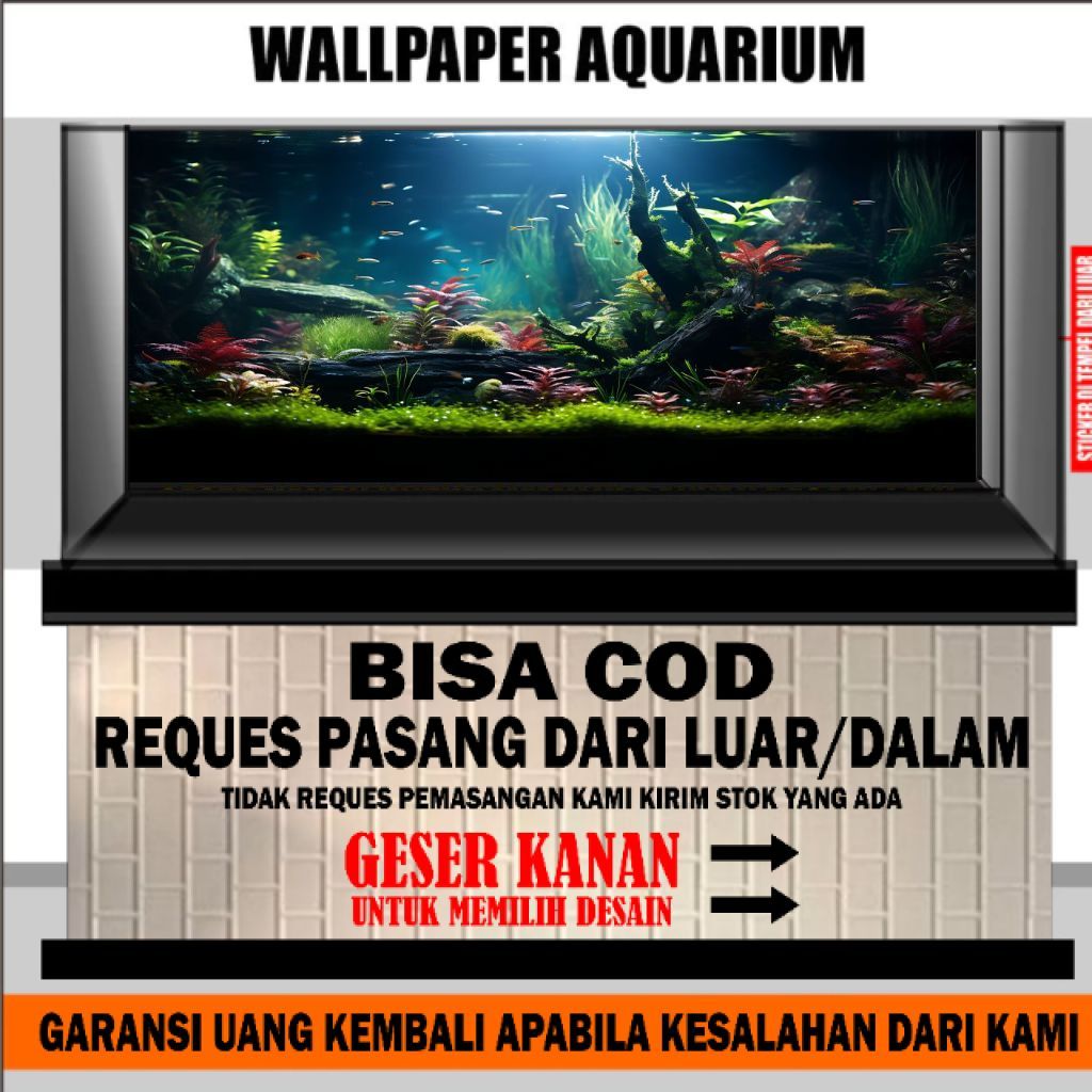 sticker aquarium wallpaper background aquarium 3d belakang hiasan aquarium aquaspace