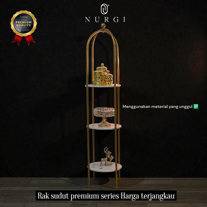 RAK SANGKAR BURUNG/RAK SUDUT RUANG TAMU/RAK SERBAGUNA MURAH RAK HIAS 3 SUSUN - Putih marmer, 180cm