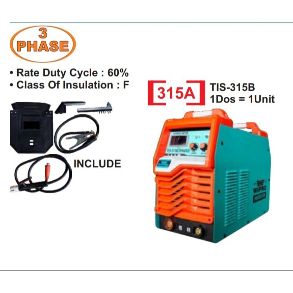 Wipro Travo Las Inverter TIS 315B MMA Welding Machine TIS 315A 3 Phase / Trafo Inverter Las Welding 