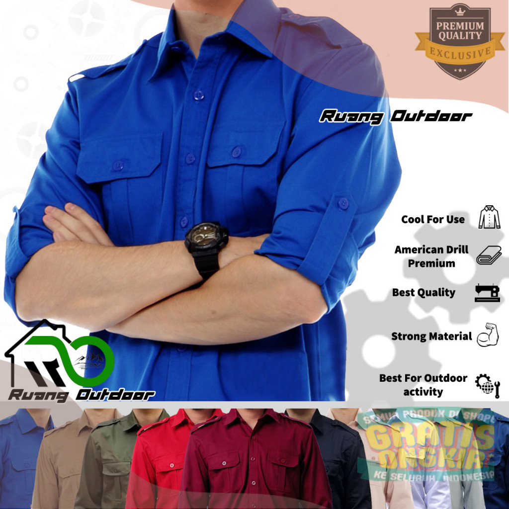 JUMBO 3XL 4XL XXXL XXXXL BAJU KEMEJA PDH PDL LENGAN PANJANG - Pakaian Atasan Seragam Pria Wanita Pre