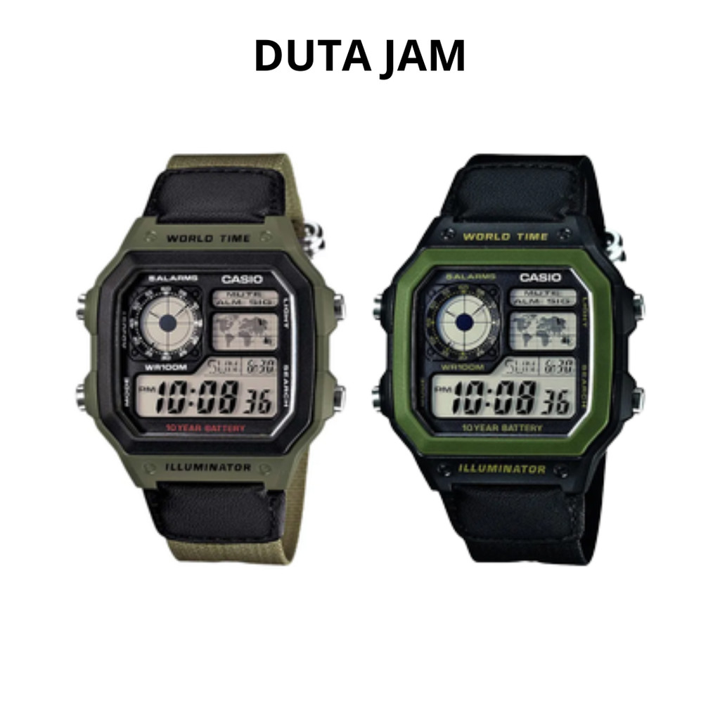 JAM TANGAN PRIA CASIO AE-1200WHB AE1200WHB DIGITAL NYLON STRAP ORIGINAL