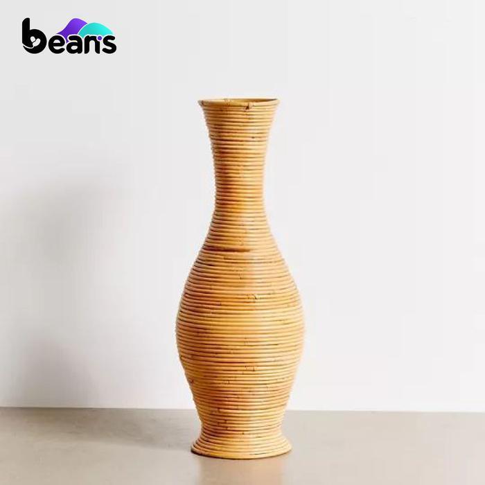 Beans Vas Rotan - Vas Bunga - Guci Rotan - Pot Bunga Rotan - Tinggi 30cm