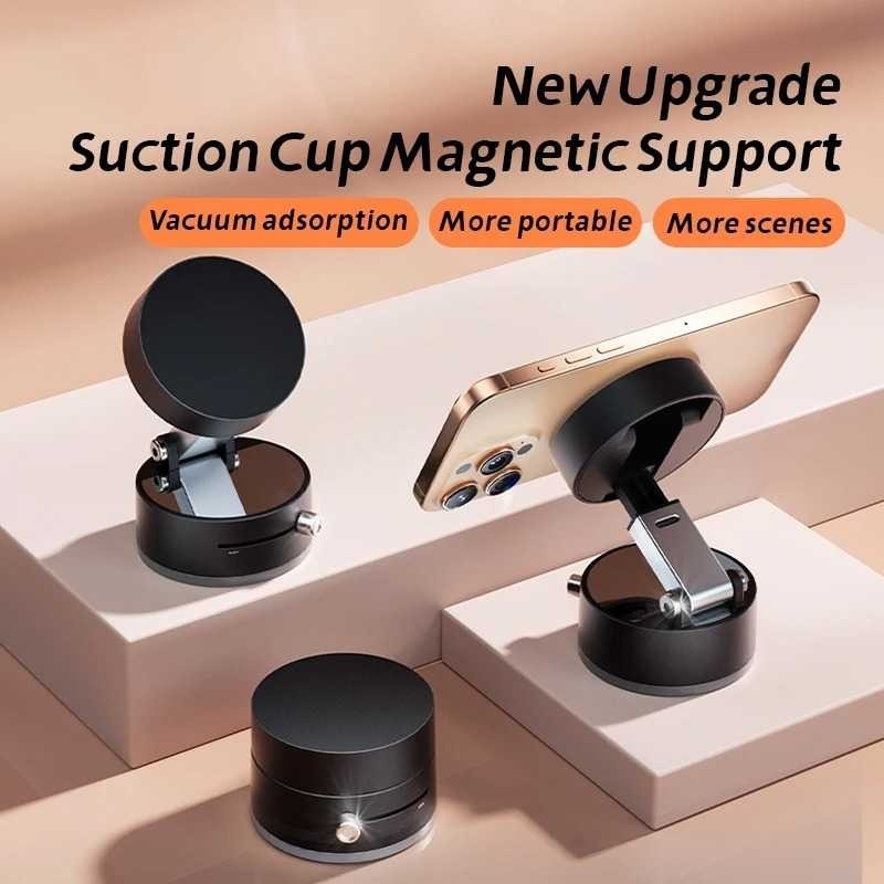 Phone Holder Magnetic Suction Cup Double Ring Foldable Stand HP Magnet N52 Kuat Penyangga Smartphone