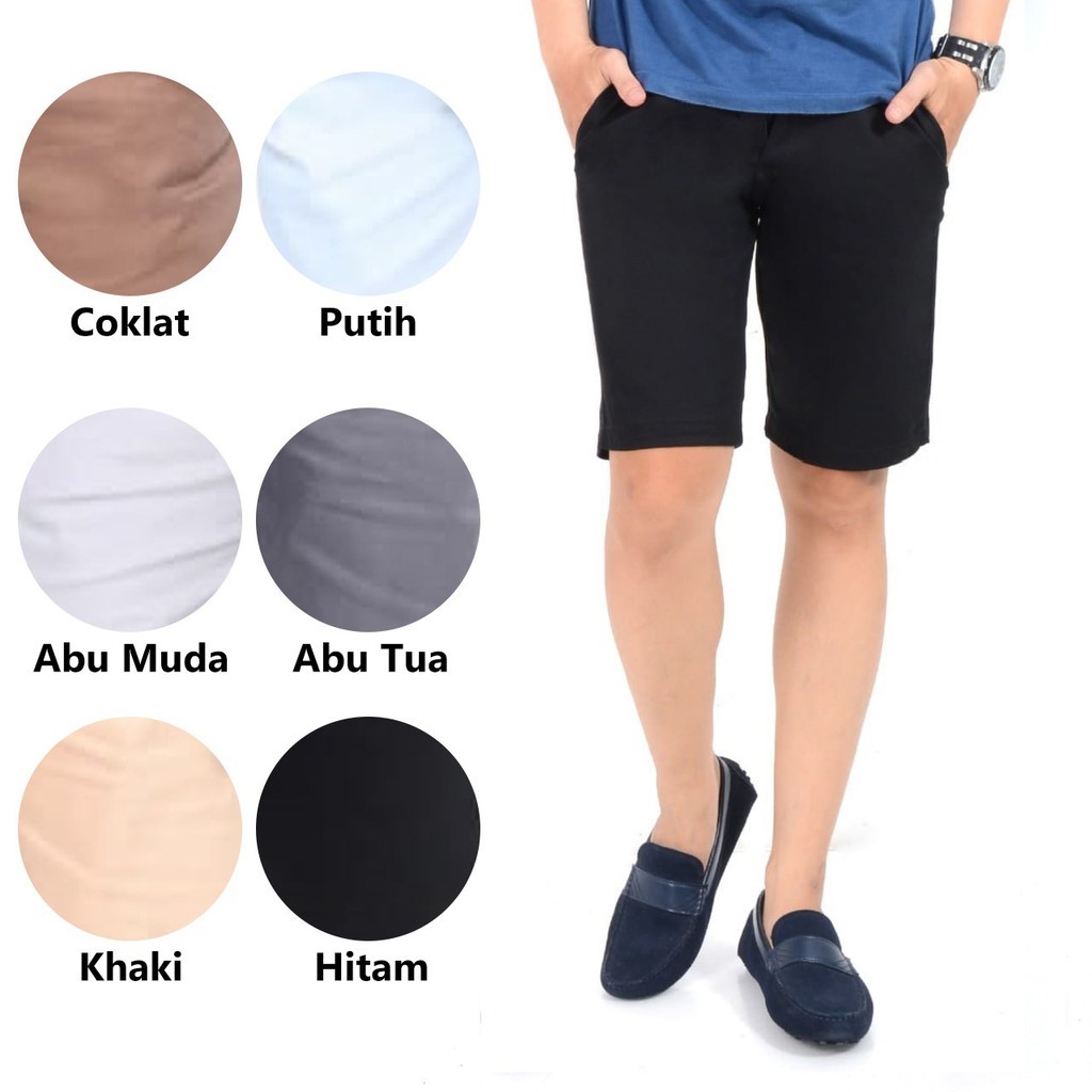 Rei Fashion - Celana Pendek Chino Pria Polos Premium