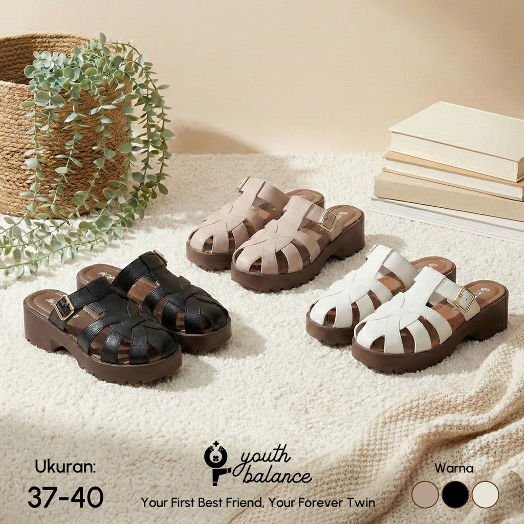 YouthBalance Sepatu Sandal Wedges Wanita Cantik Elegan Strap model tali belakang Tidak Licin 065-A