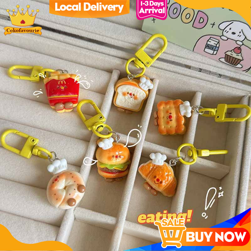 COD Gantungan Kunci Croissant Lucu dan Imut  Kalung Roti Simulasi  Tas Resin-COK