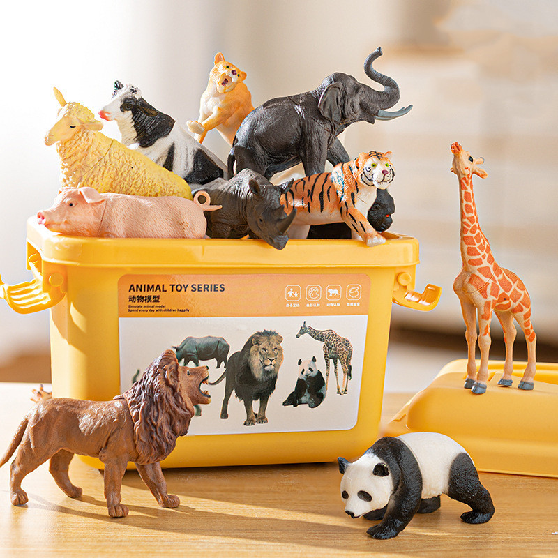 Realistic Animal Figure Toy Early Education Set - Baby Plant Recognition Kit Lion Tiger Elephant Pan