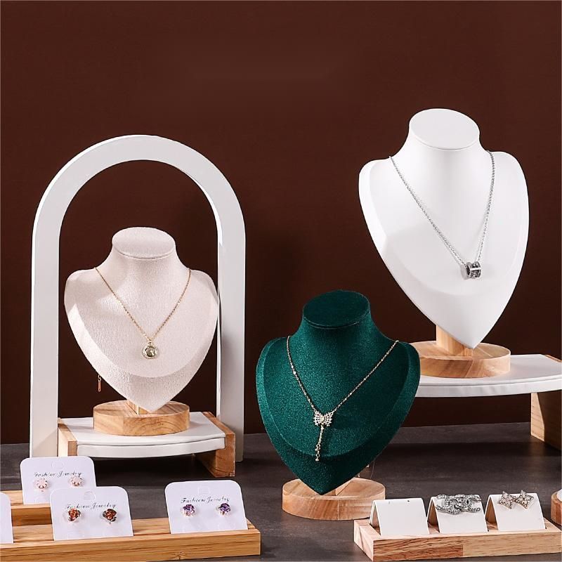 Manekin Leher Kayu Stand Display Kalung Display Kalung Leher Patung Manekin Perhiasan
