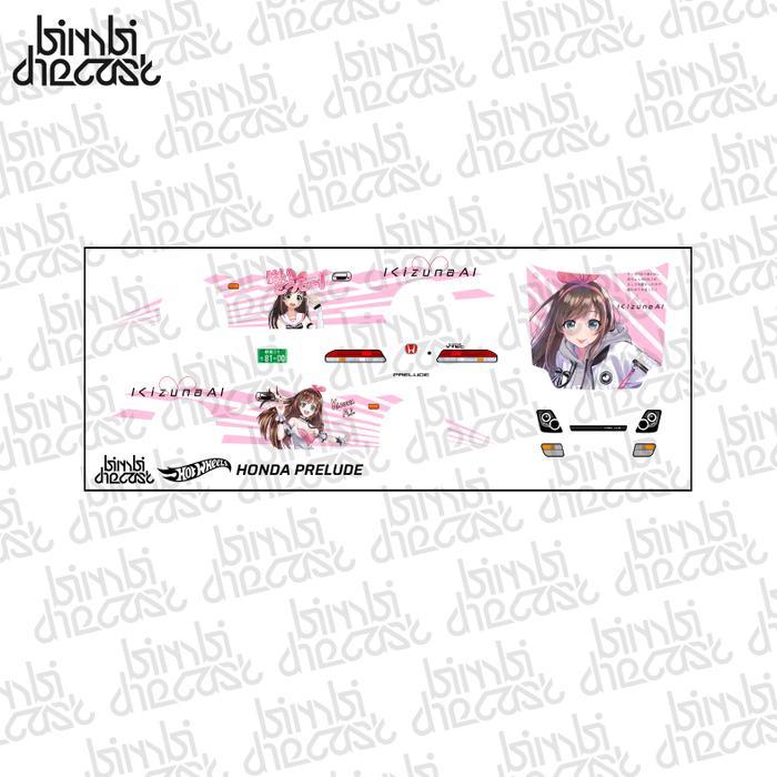 Decal Hotwheels Itasha Honda Prelude Kizuna Ai Transparan
