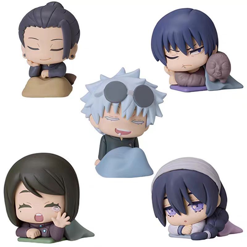 5Pcs Jujutsu Kaisen Sleeping Cute Gojo Fushiguro Toji Getou Suguru Doll Anime Figure Model Doll Toy 