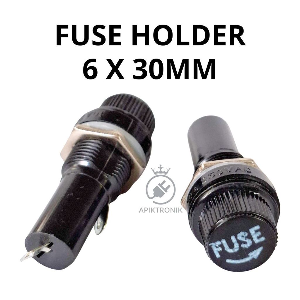 Fuse Holder Tabung Kaca 6x30mm Model Bulat Besar Dudukan Sekring